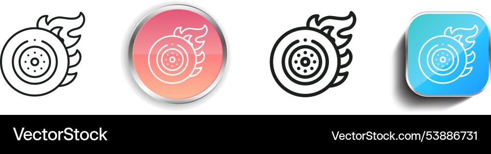 Fire wheel icon thin linear regular and button Vector Image