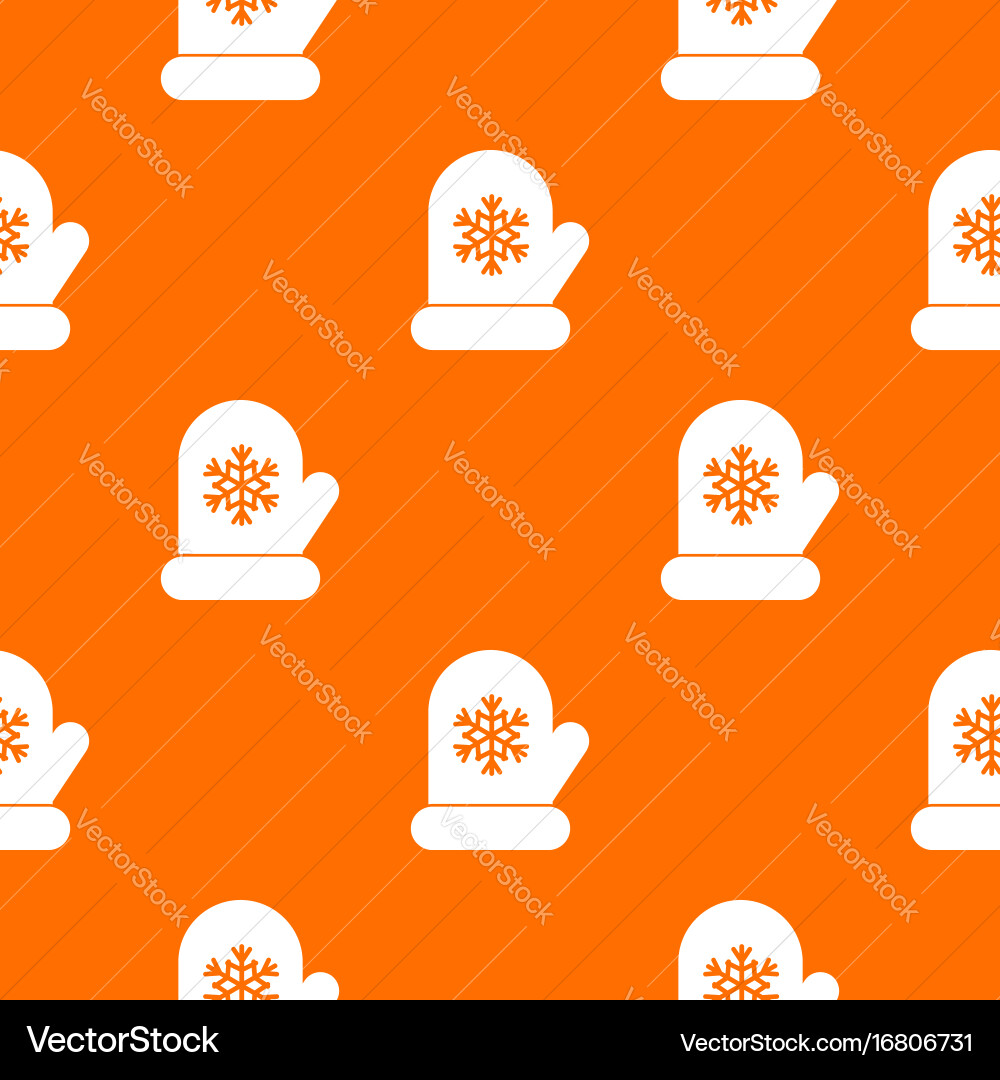 Mitten with white snowflake pattern seamless vector image