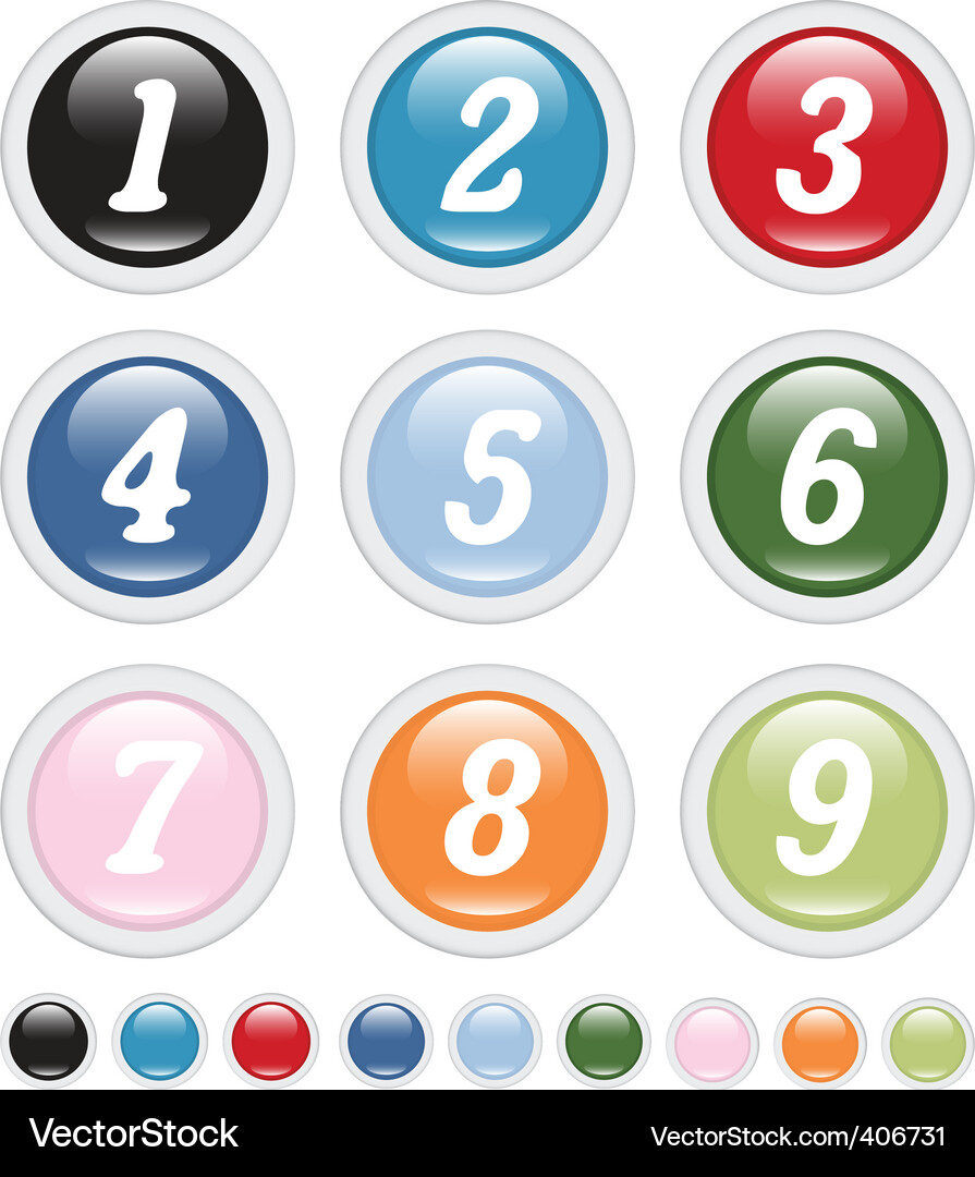 Number Buttons Collection Vector Image