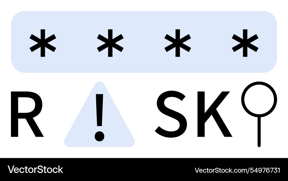 Password security risk with asterisks Password security risk with asterisks Vector Image