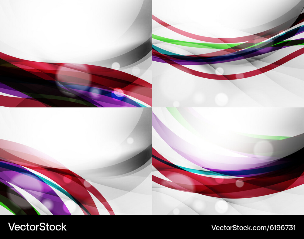Set abstract backgrounds curve wave lines Vector Image