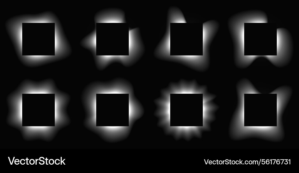 Set of square illuminate light frames Vector Image