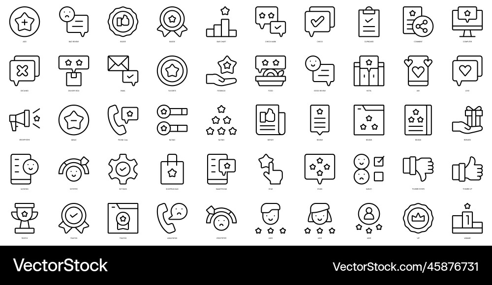Set of thin line rating validation icons Set of thin line rating validation icons vector image