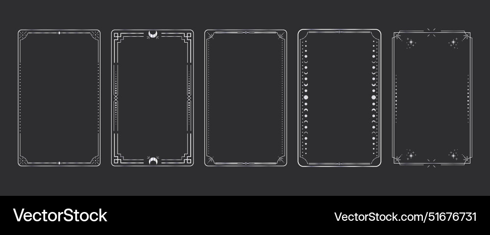 Silver celestial minimal esoteric frame thin line Silver celestial minimal esoteric frame thin line vector image