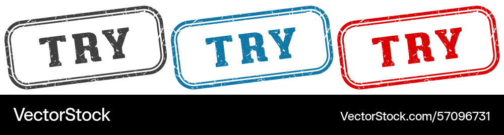 Try stamp rectangular set isolated Vector Image