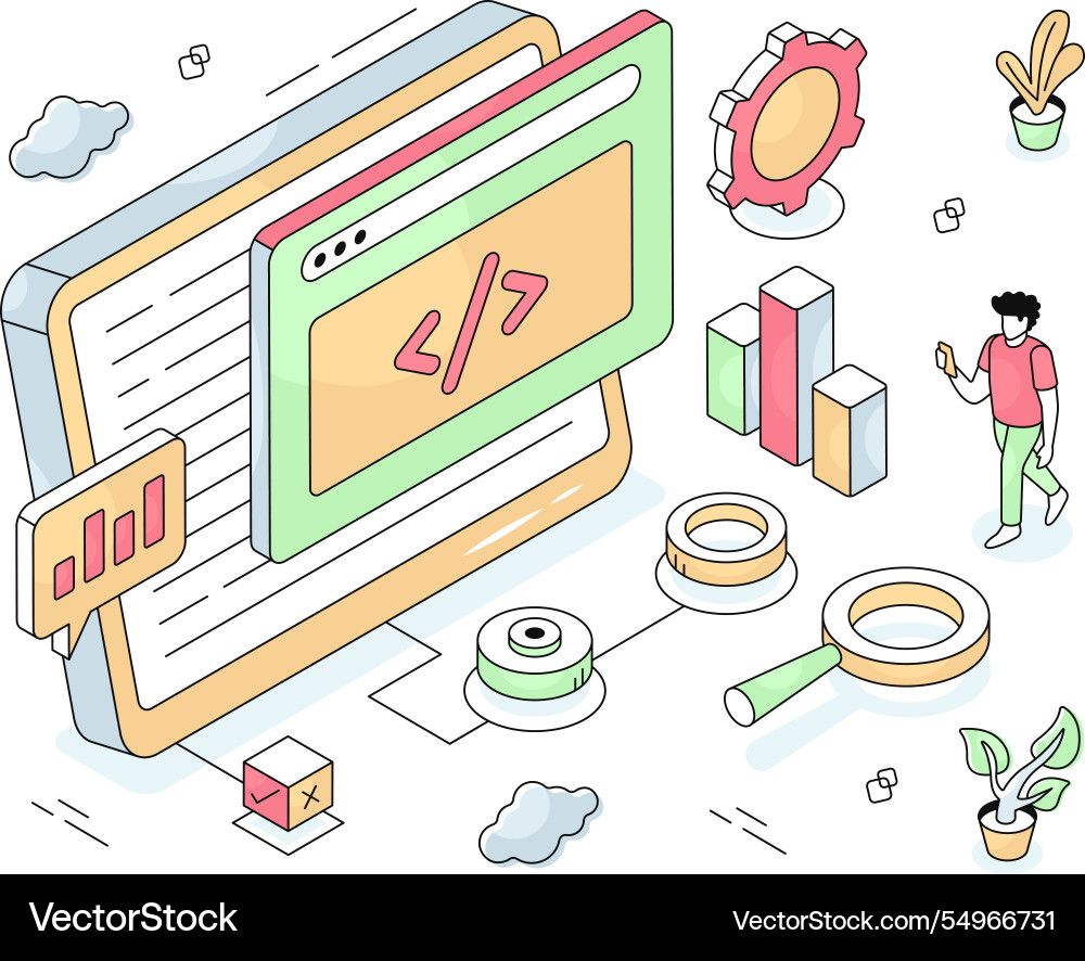 Web coding vector image