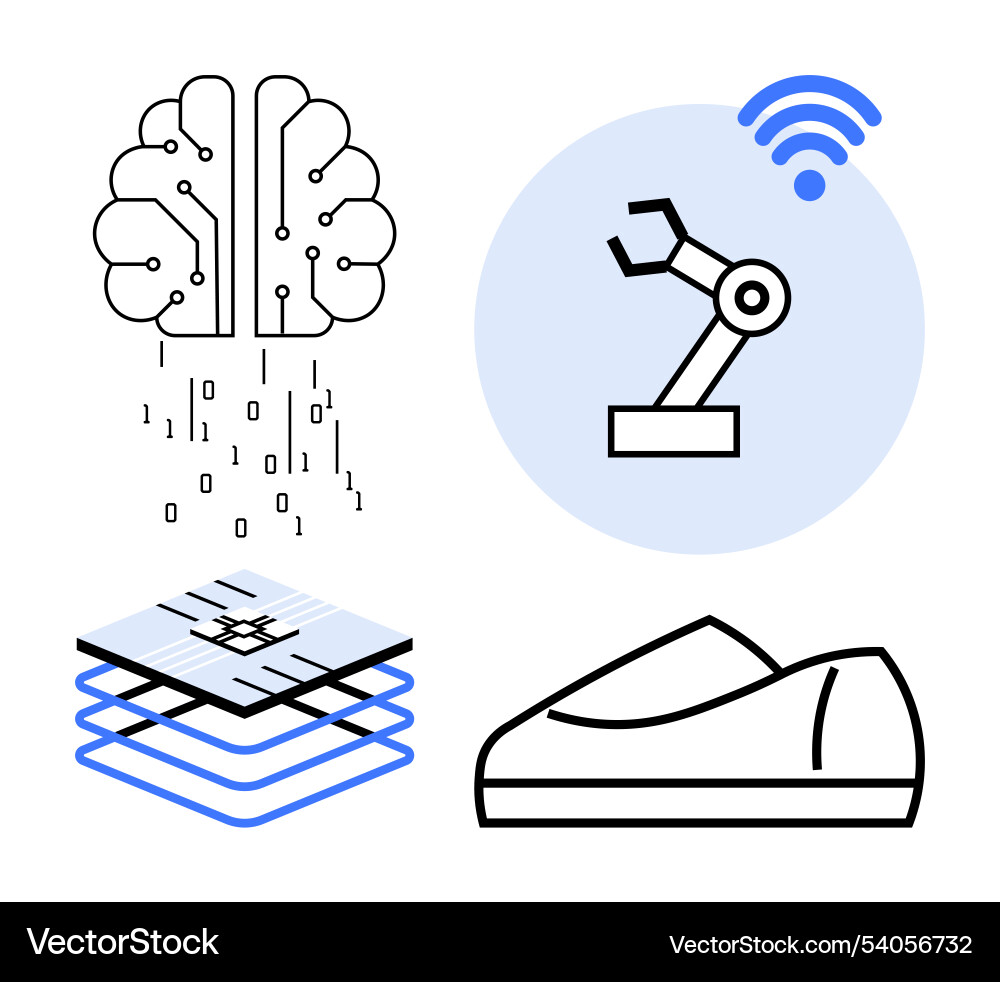 Artificial intelligence robotics and smart Artificial intelligence robotics and smart vector image