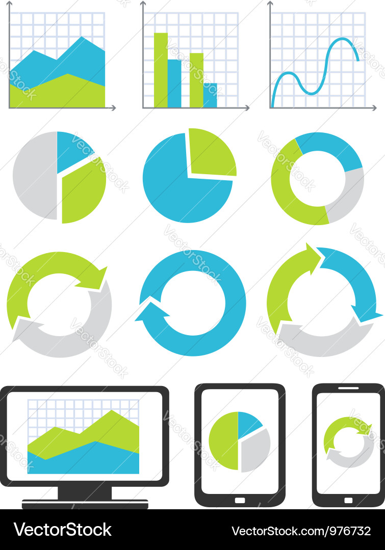Business Charts and Graphs Icons Vector Image