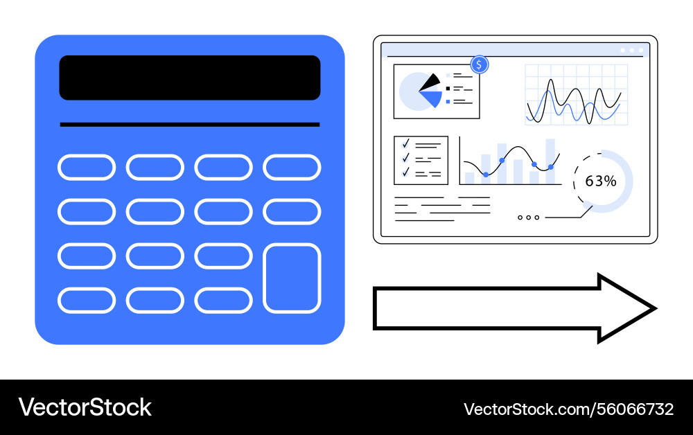 Calculation process leading to analytics dashboard Calculation process leading to analytics dashboard vector image
