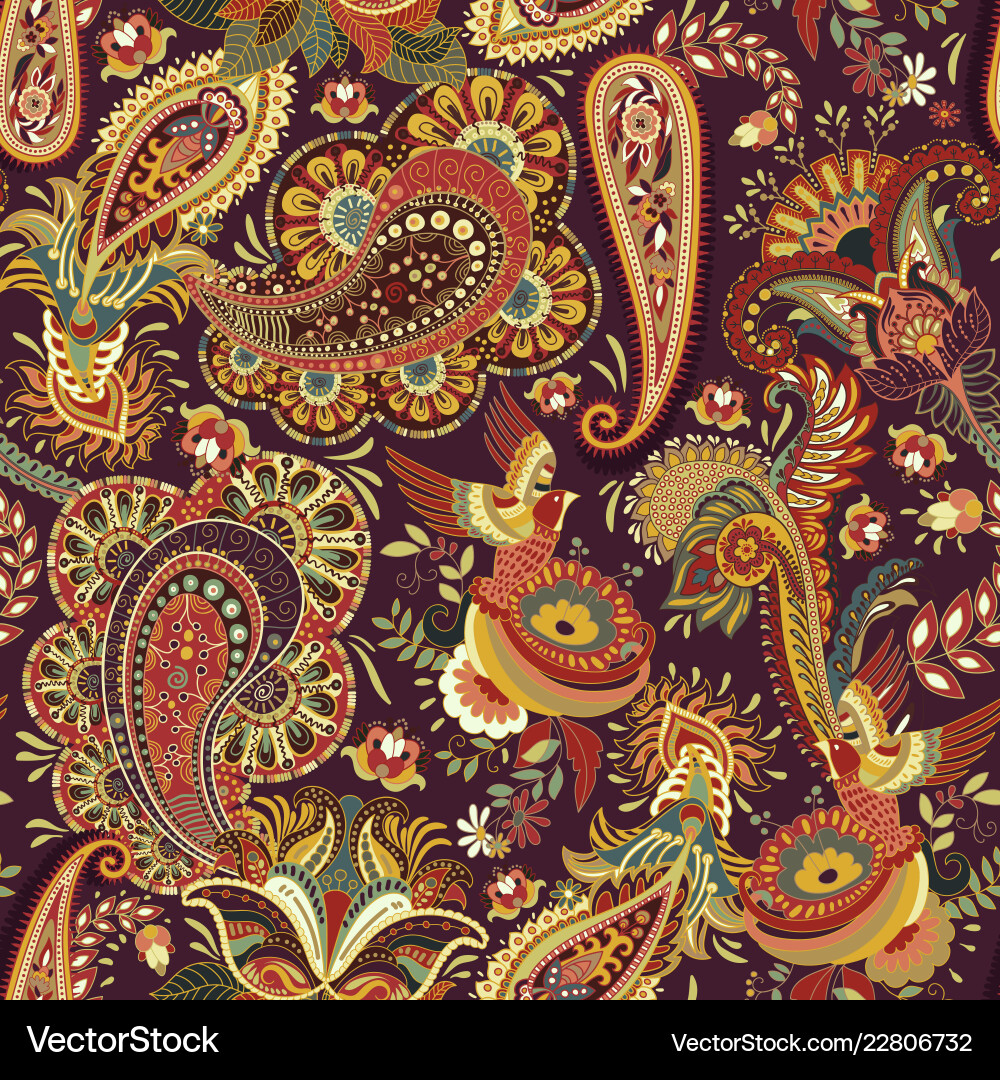 Indian Paisley Floral Pattern Vector Image