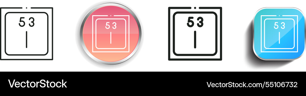 Iodine icon thin linear regular and button style Iodine icon thin linear regular and button style vector image