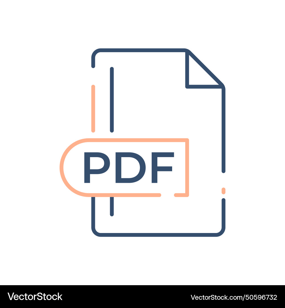 Pdf file format icon extension line vector image