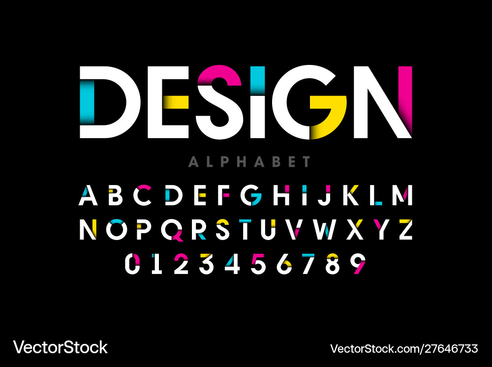 Bright & Colorful Font Alphabet Set Vector Image