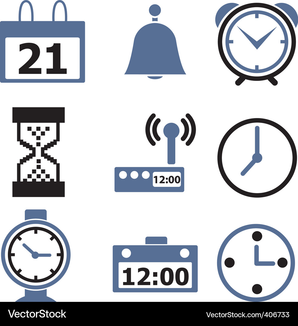 Clock Icons - Time Signs Collection Vector Image