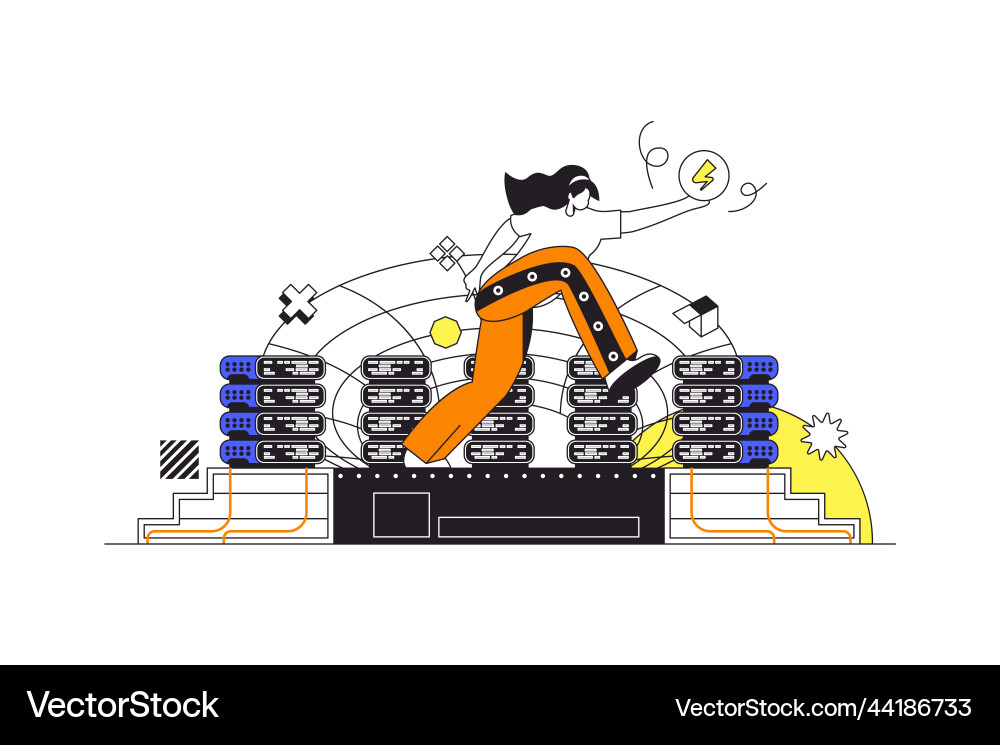 Data center web concept in flat outline design Data center web concept in flat outline design vector image