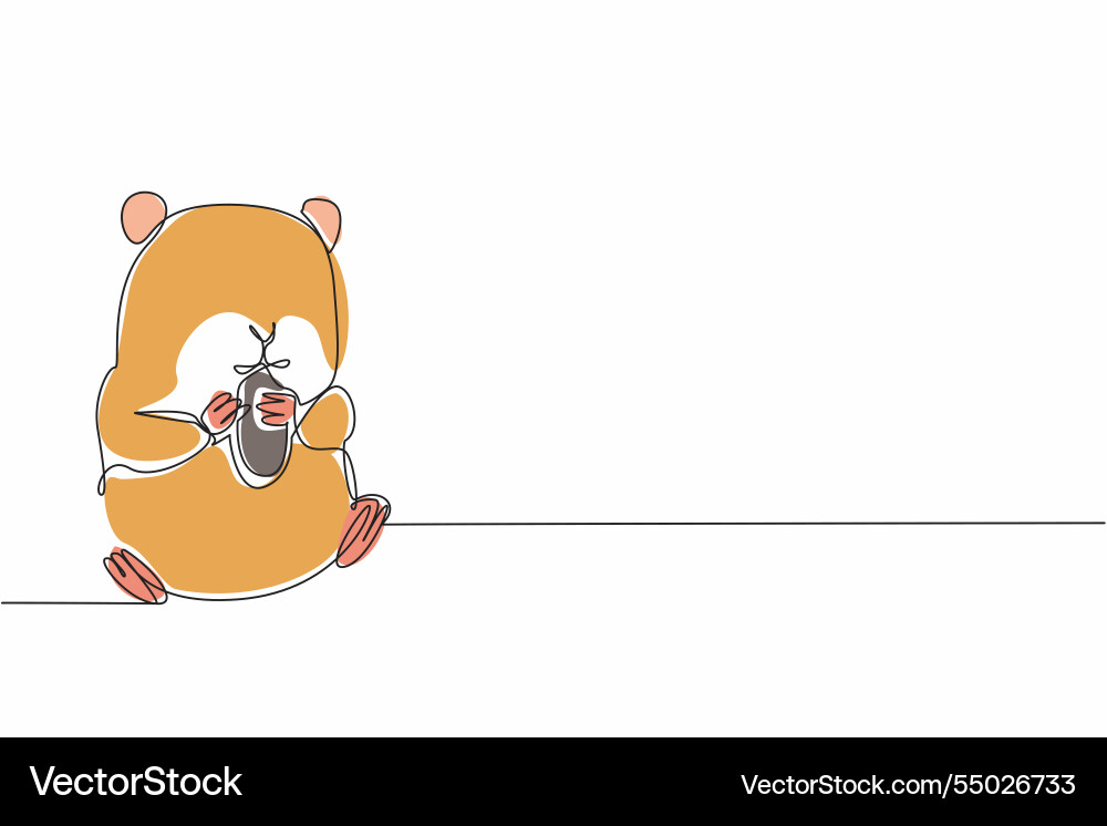 Kontinuierliche eine Linie Zeichnung Hamster essen Kontinuierliche eine Linie Zeichnung Hamster essen Vektorbild