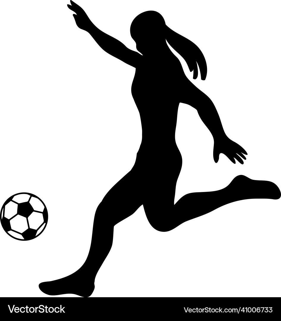 Soccer Player Shooting Silhouette Vector Image