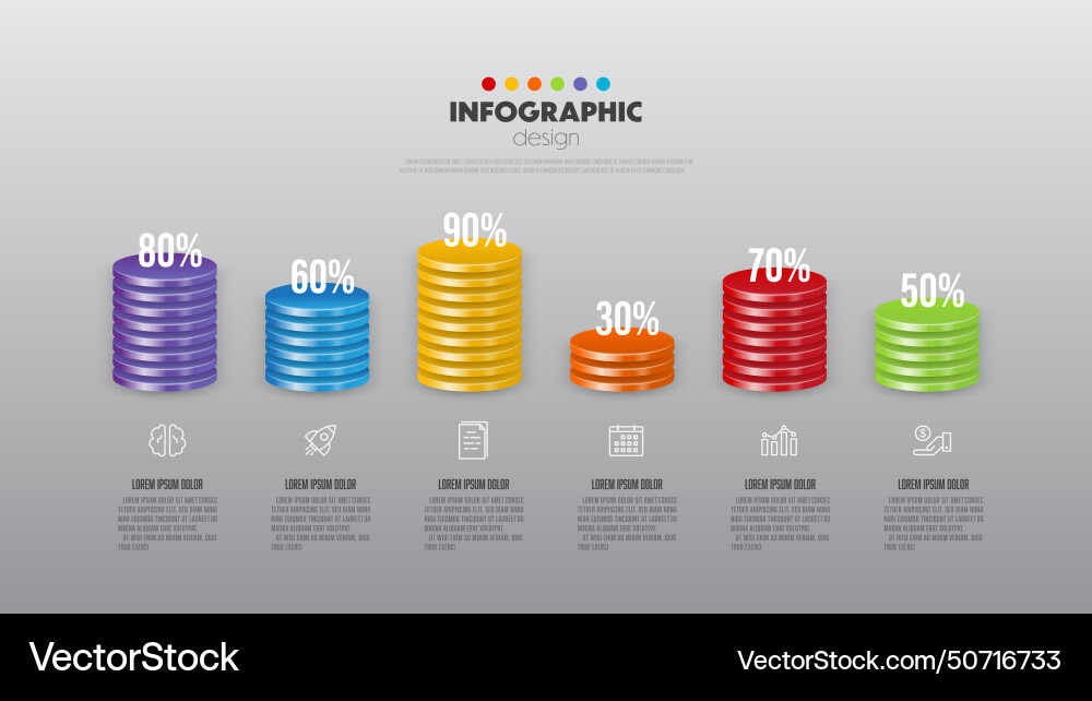 Stack of colorful circles chart infographic Stack of colorful circles chart infographic vector image