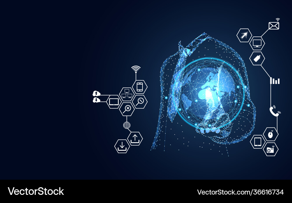 Abstract technology line triangle and points Abstract technology line triangle and points Vector Image