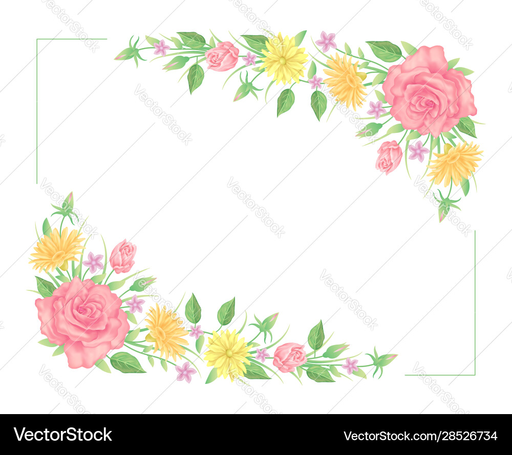 Floral Rose Watercolor Template Vector Image