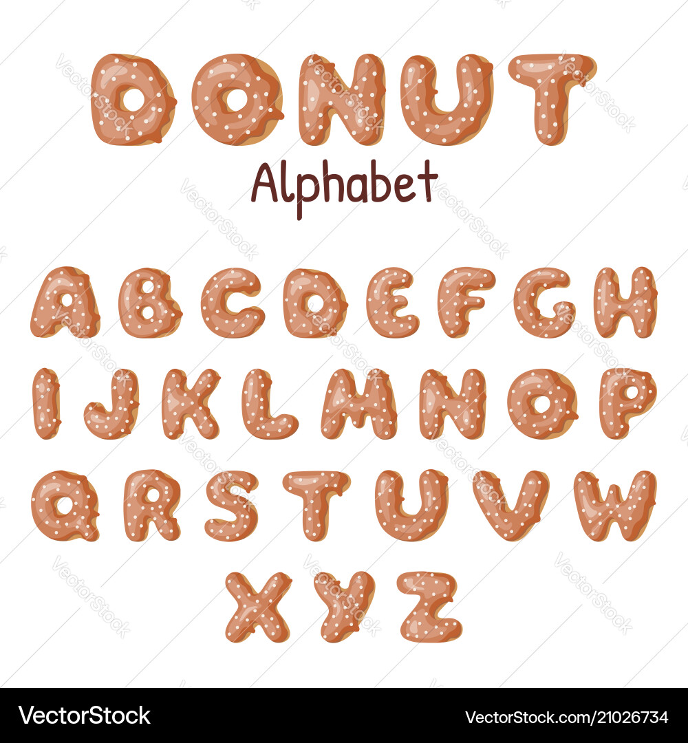 Hand gezeichnet Donut Alphabet Donuts Buchstaben glasiert Hand gezeichnet Donut Alphabet Donuts Buchstaben glasiert vektorbild