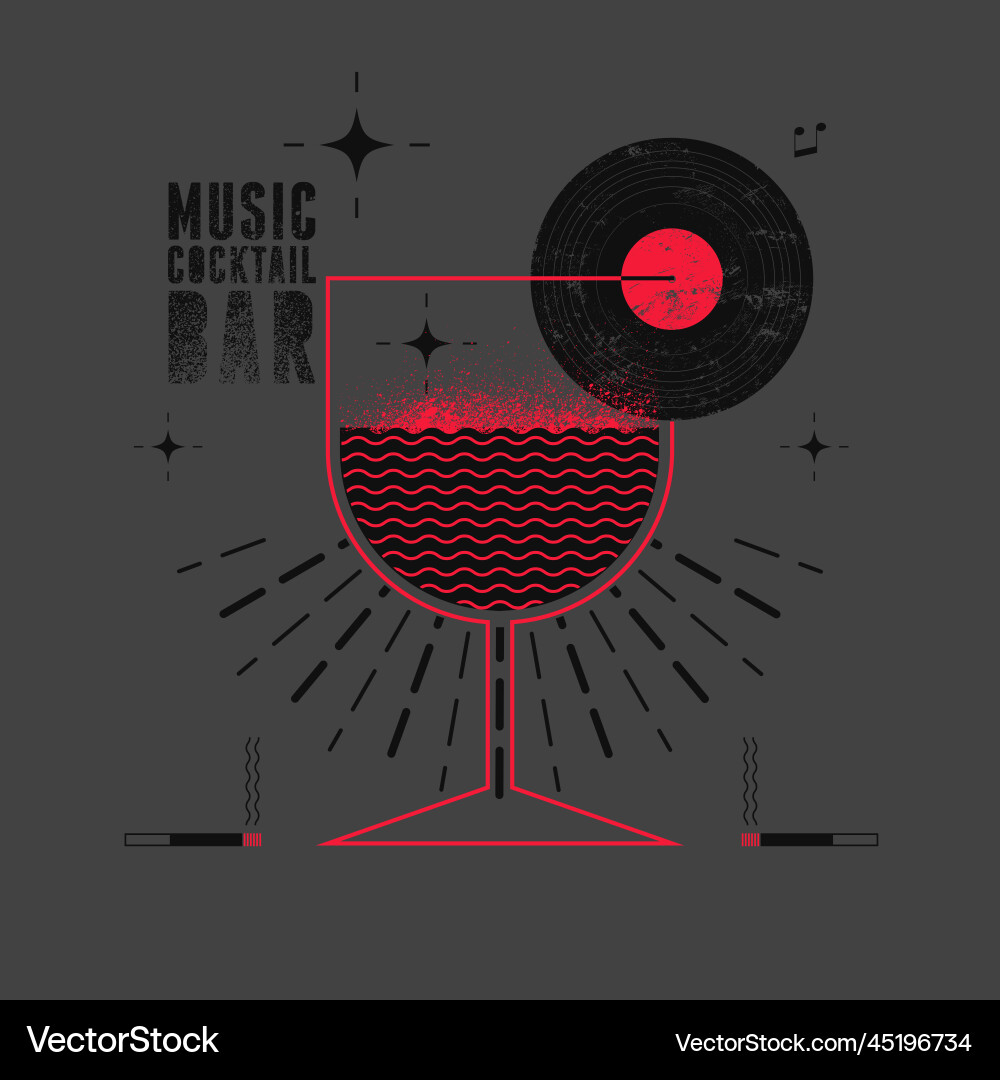 Musik Cocktail Bar Vintage Grunge Emblem Poster Musik Cocktail Bar Vintage Grunge Emblem Poster vektorbild