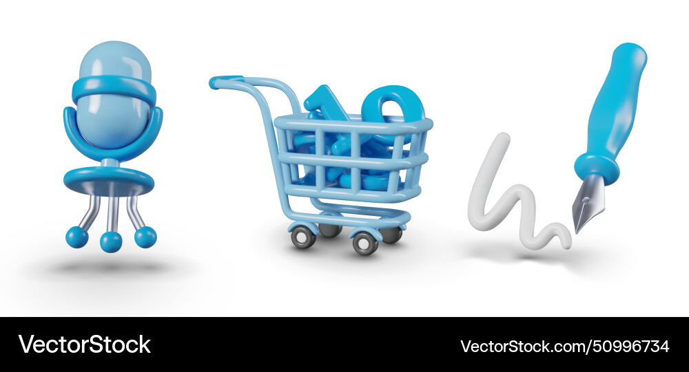 Realistic microphone cart with huge numbers 3d Realistic microphone cart with huge numbers 3d Vector Image