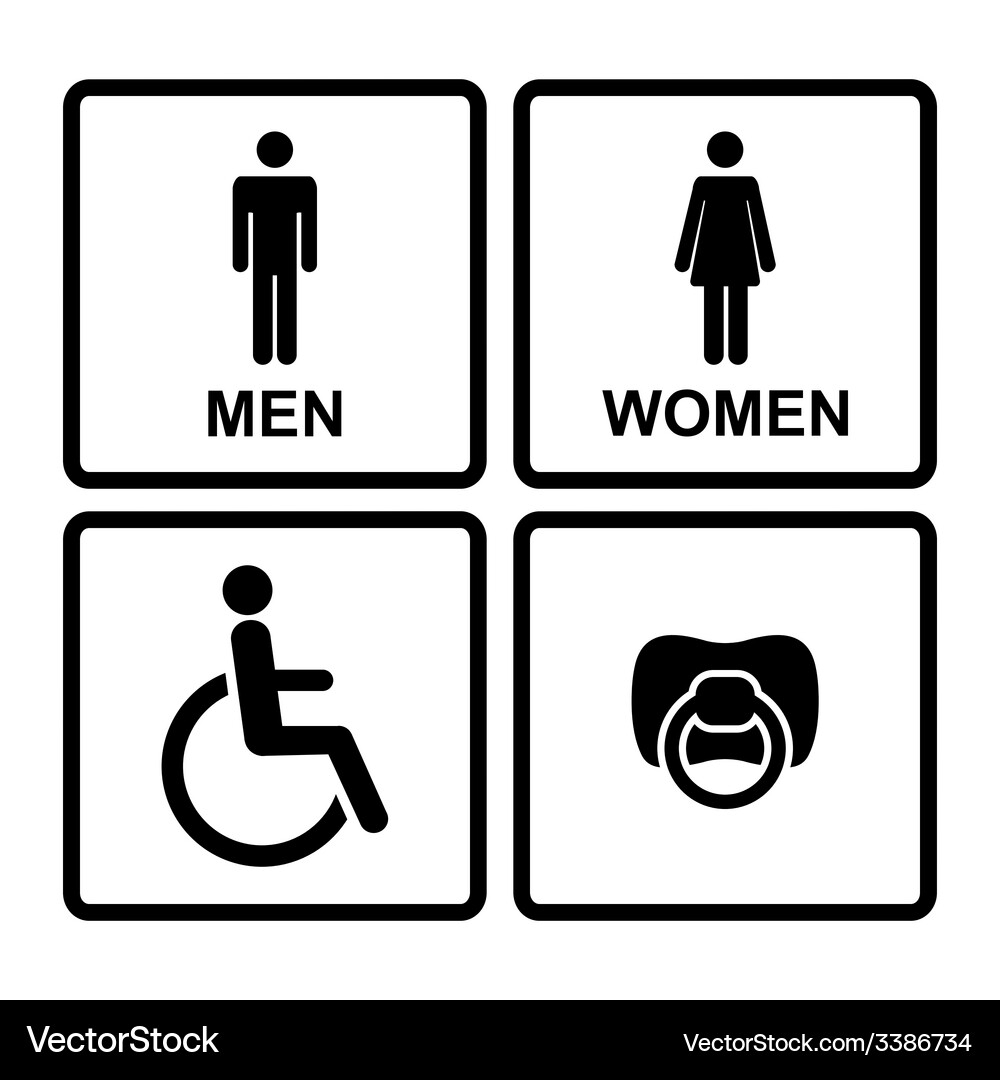 Set of black wc icons on white background in frame Vector Image