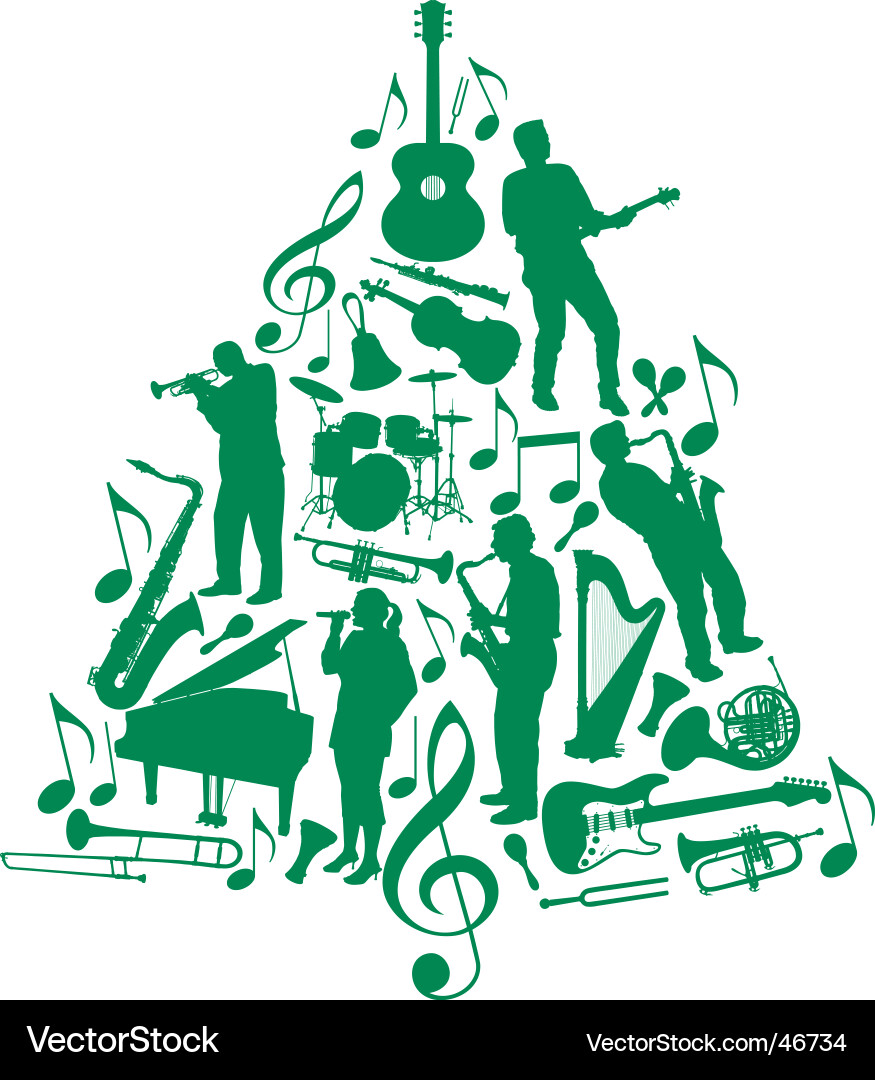Weihnachtsbaum für Musik Vektorbild