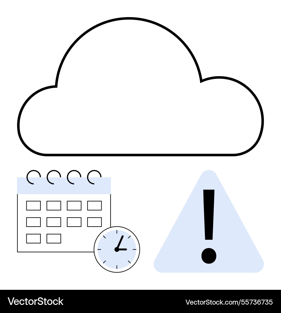 Cloud computing with calendar clock and alert Cloud computing with calendar clock and alert vector image