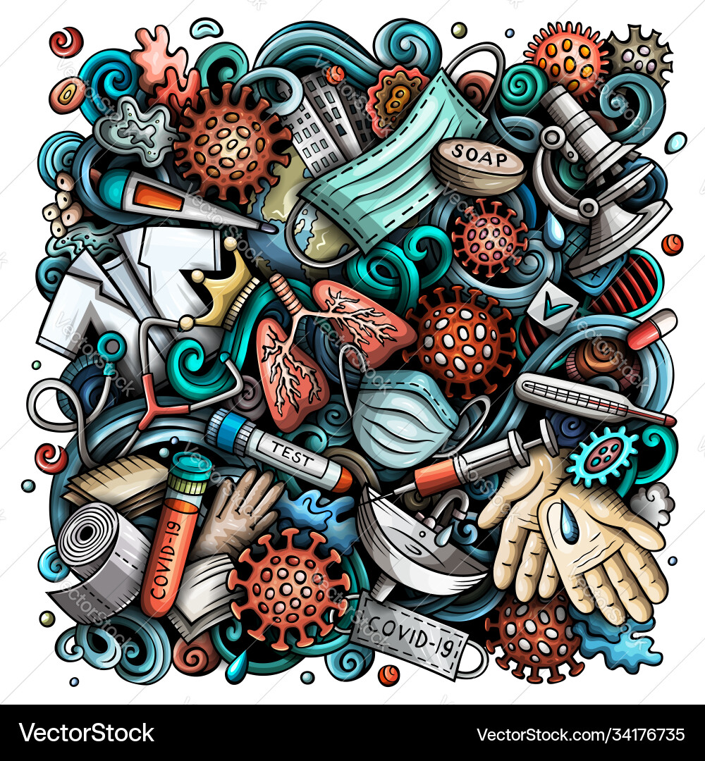 Coronavirus hand drawn doodles Coronavirus hand drawn doodles vector image