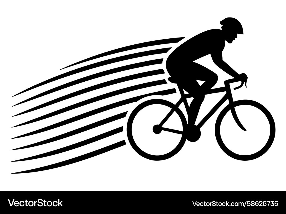 Cyclist in motion with speed lines Vector Image