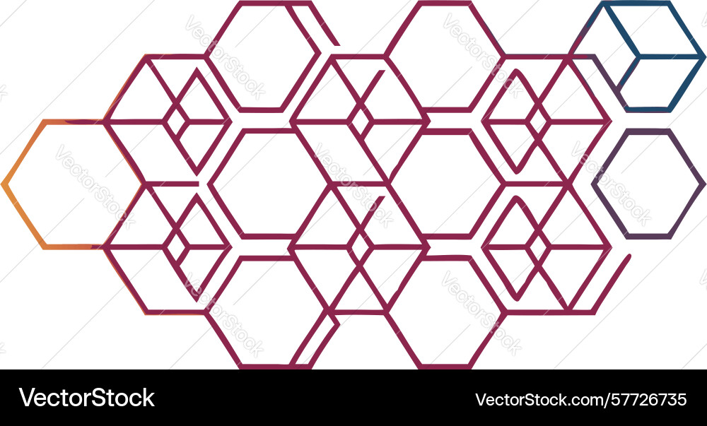 Gradient hexagonal geometric pattern repeating vector image