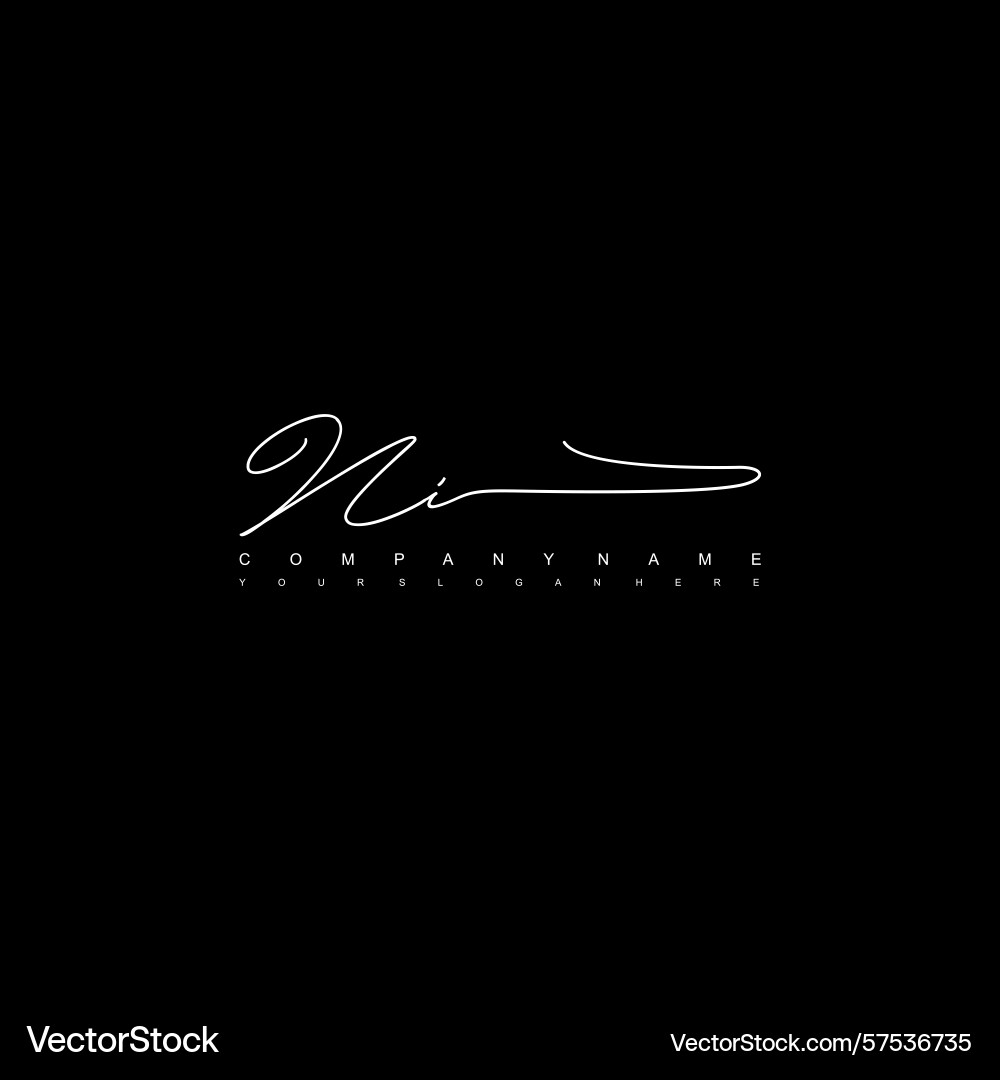 Minimal signature logo design with ni initials Minimal signature logo design with ni initials Vector Image