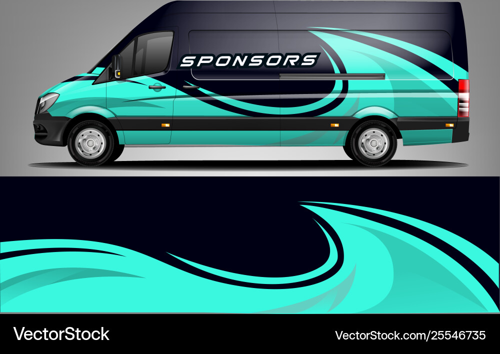 Modern Van Wrap Concept Vector Image