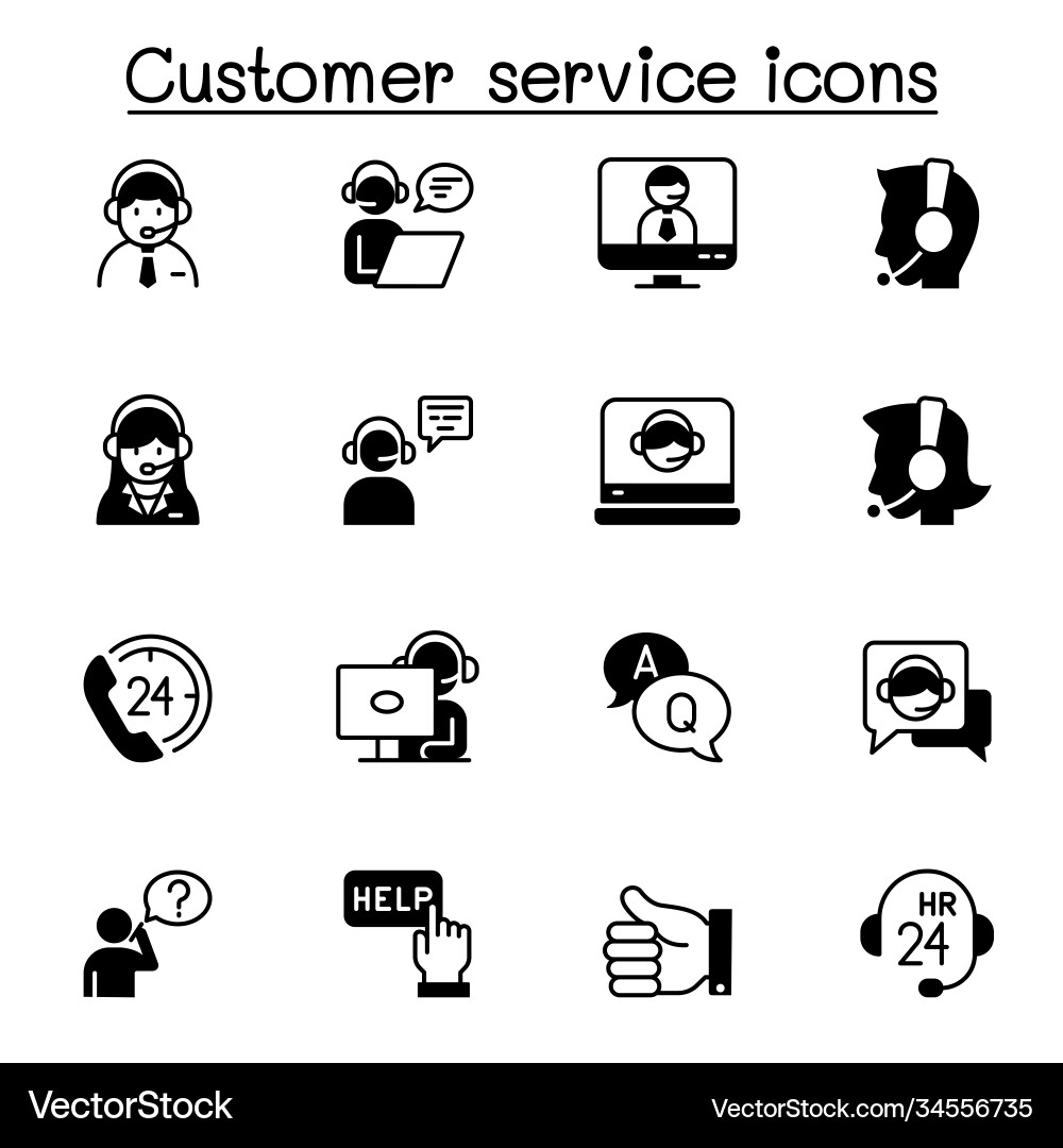 Set customer service related icons contains vector image