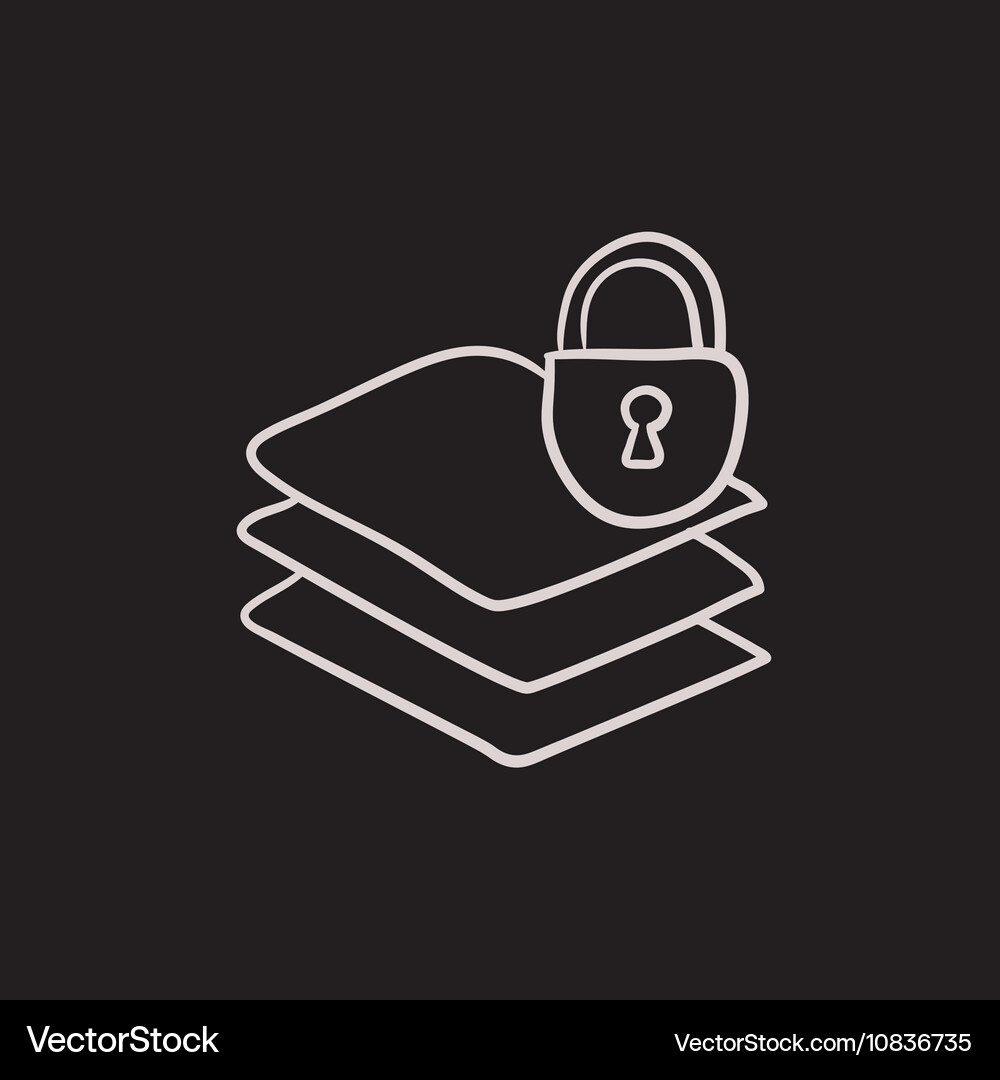 Stack of papers with lock sketch icon Vector Image