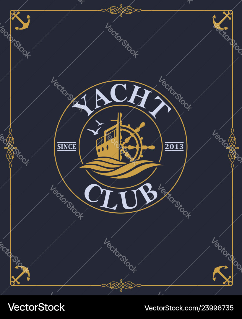 Yacht club label vector image