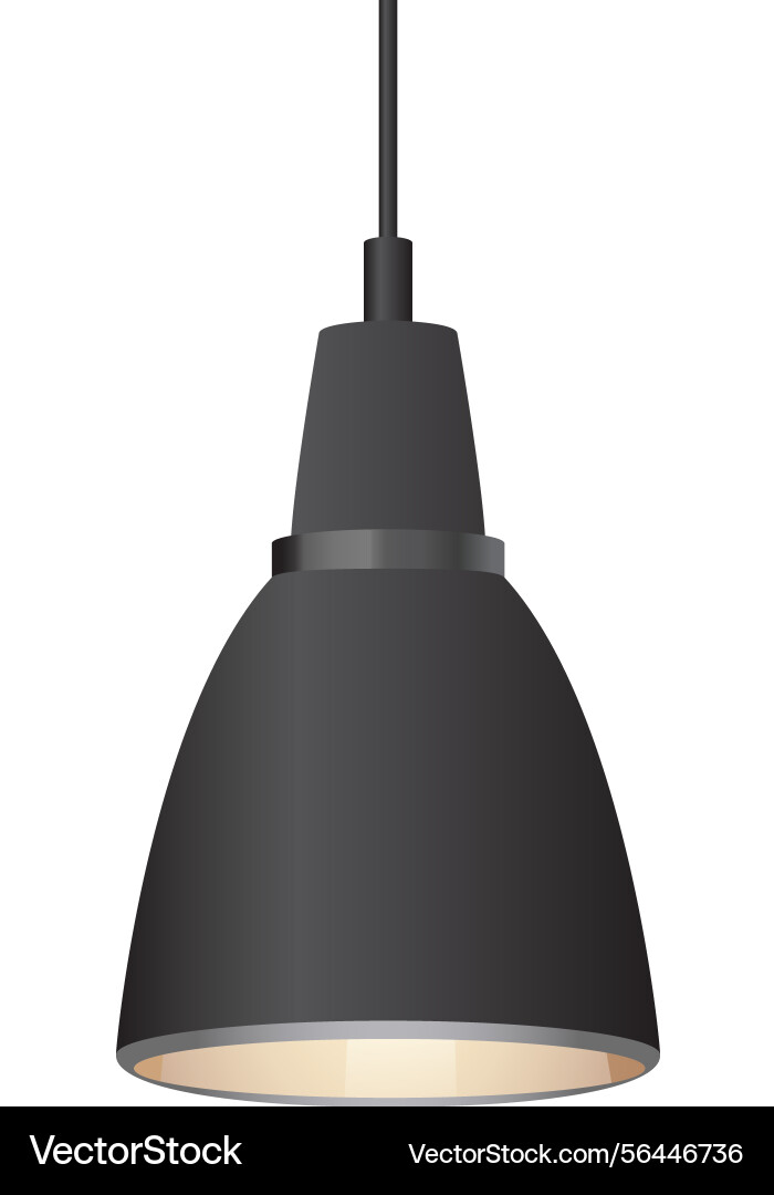 Ceiling lamp with black lampshade on the wire Ceiling lamp with black lampshade on the wire Vector Image