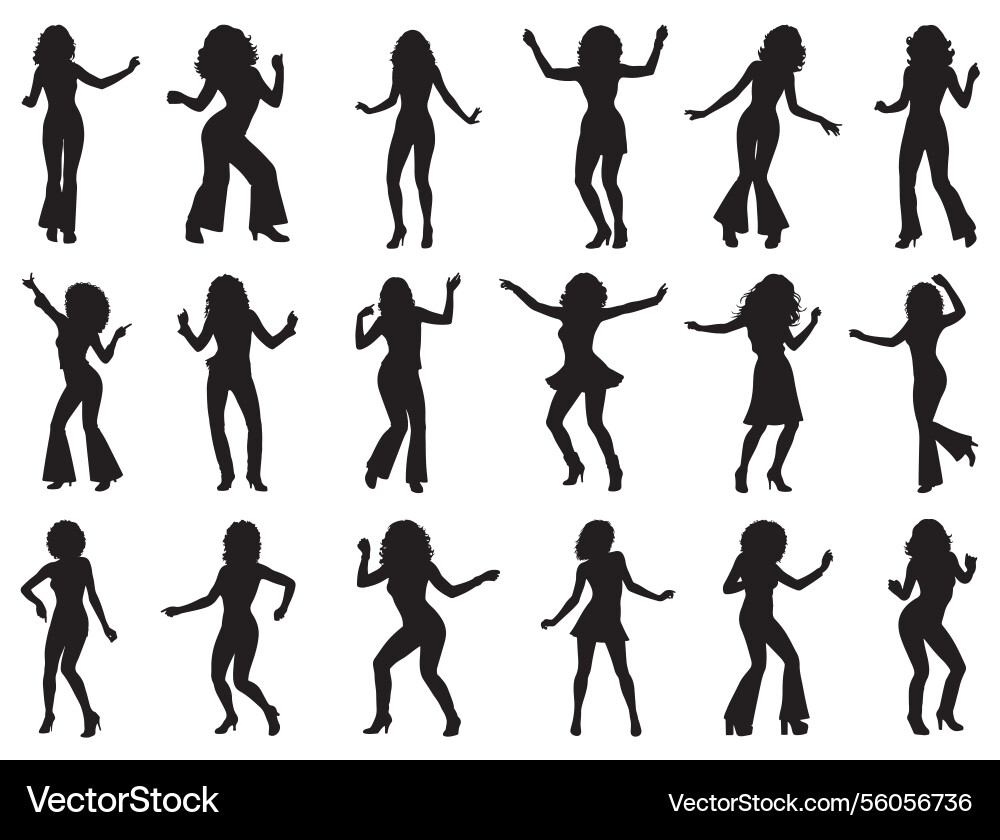 Disco Mädchen Silhouetten Vektorbild