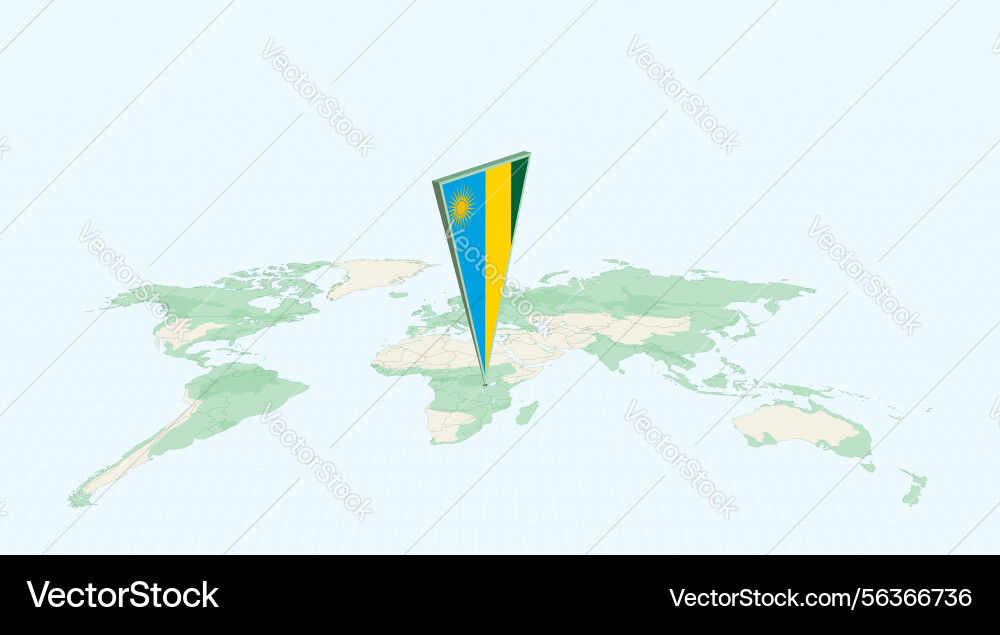 Highlighted rwanda on global map with 3d flag Highlighted rwanda on global map with 3d flag vector image
