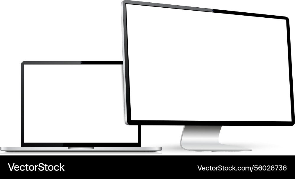 Realistic computer screen with laptop mockup Realistic computer screen with laptop mockup vector image