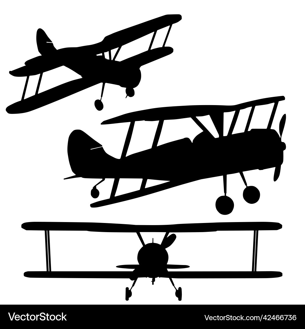 Retro Biplane Silhouette Vector Image