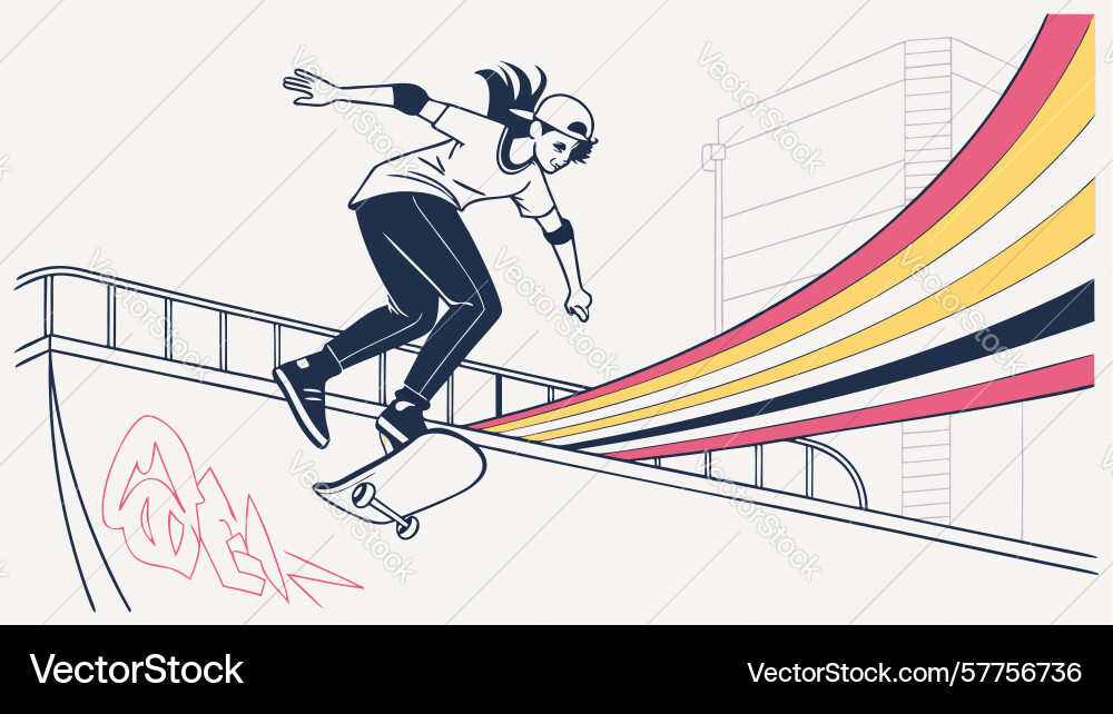 Skateboarder doing tricks design generative ai Vector Image