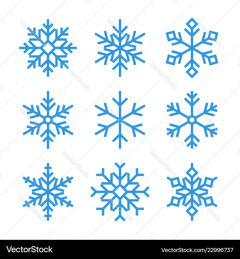 Blue Snowflake Icon Set Royalty Free Vector Image
