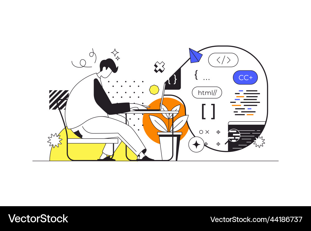 Devops web concept in flat outline design Devops web concept in flat outline design vector image