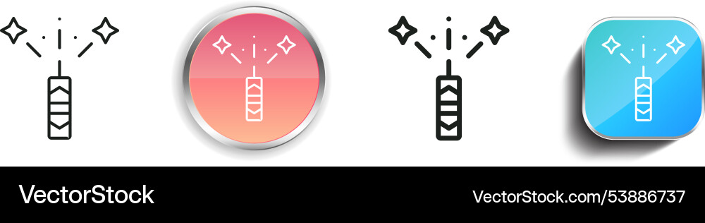 Firecracker icon thin linear regular and button Firecracker icon thin linear regular and button Vector Image