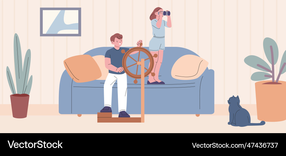 Marine adventures children game at home girl Marine adventures children game at home girl vector image