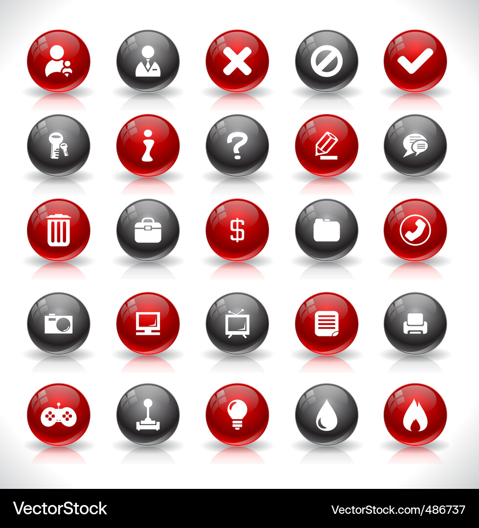 Modern Button and Icon Set Vector Image