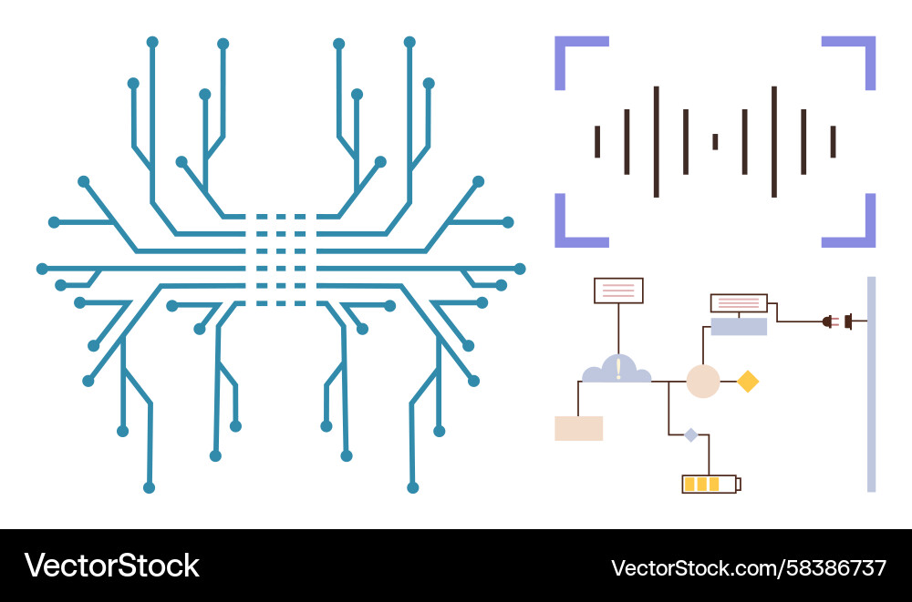 Neural Network Data Flow Vector Image